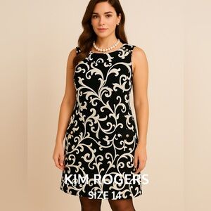 Size 14  Black and White Swirl Dress